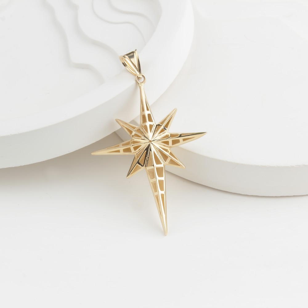 Glorria 14k Solid Gold North Star Pendant