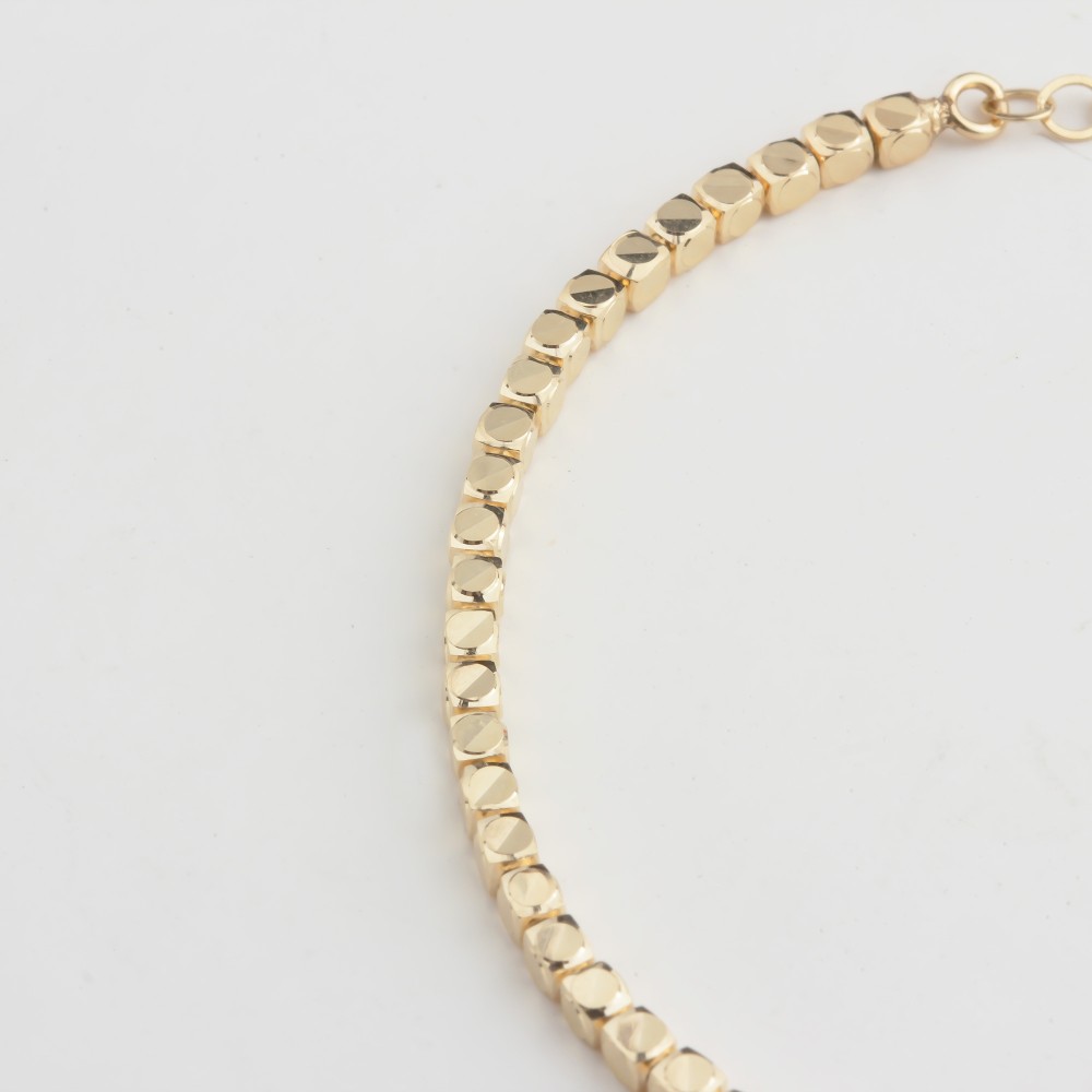 Glorria 14k Solid Gold Cube Bracelet