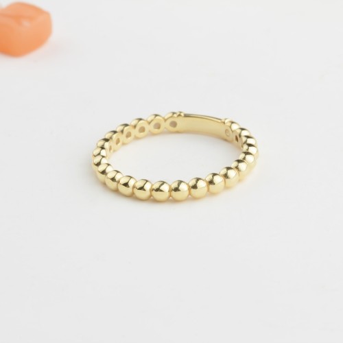 Glorria 14k Solid Gold Beaded Chain Ring