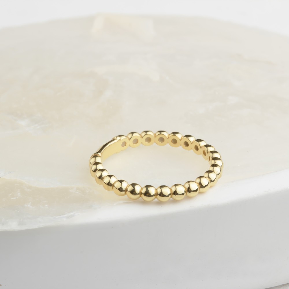 Glorria 14k Solid Gold Beaded Chain Ring Glorria 14k Solid Gold Beaded Chain Ring