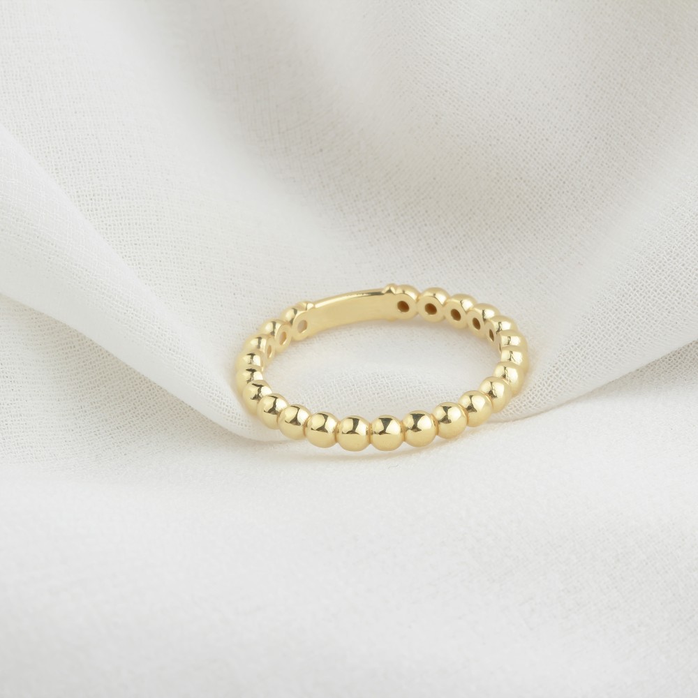Glorria 14k Solid Gold Beaded Chain Ring Glorria 14k Solid Gold Beaded Chain Ring