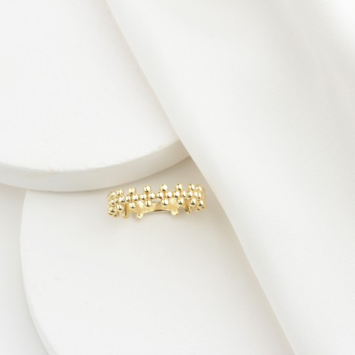 Glorria 14k Solid Gold Floral Beaded Ring