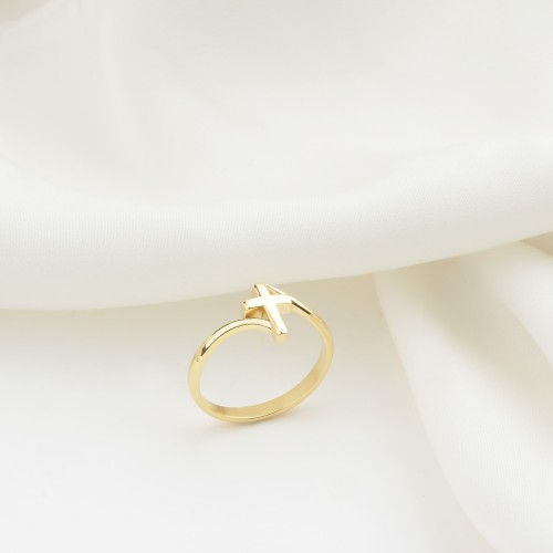 Glorria 14k Solid Gold Cross Ring