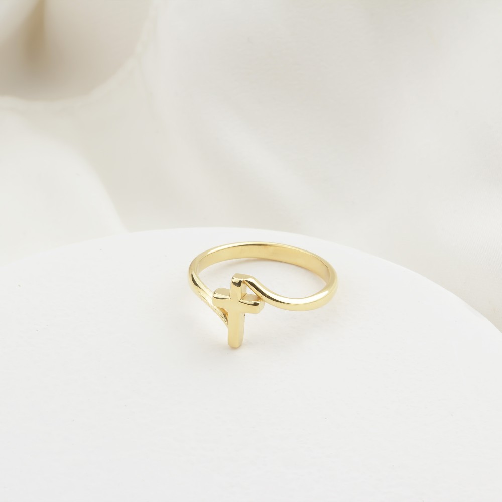 Glorria 14k Solid Gold Cross Ring Glorria 14k Solid Gold Cross Ring