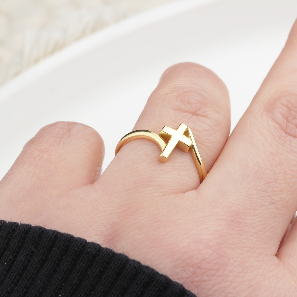 Glorria 14k Solid Gold Cross Ring Glorria 14k Solid Gold Cross Ring