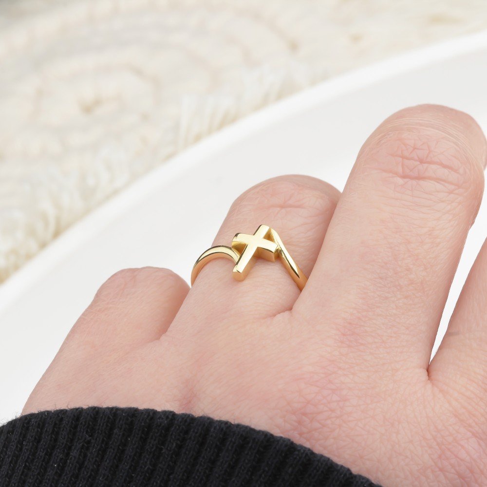 Glorria 14k Solid Gold Cross Ring Glorria 14k Solid Gold Cross Ring