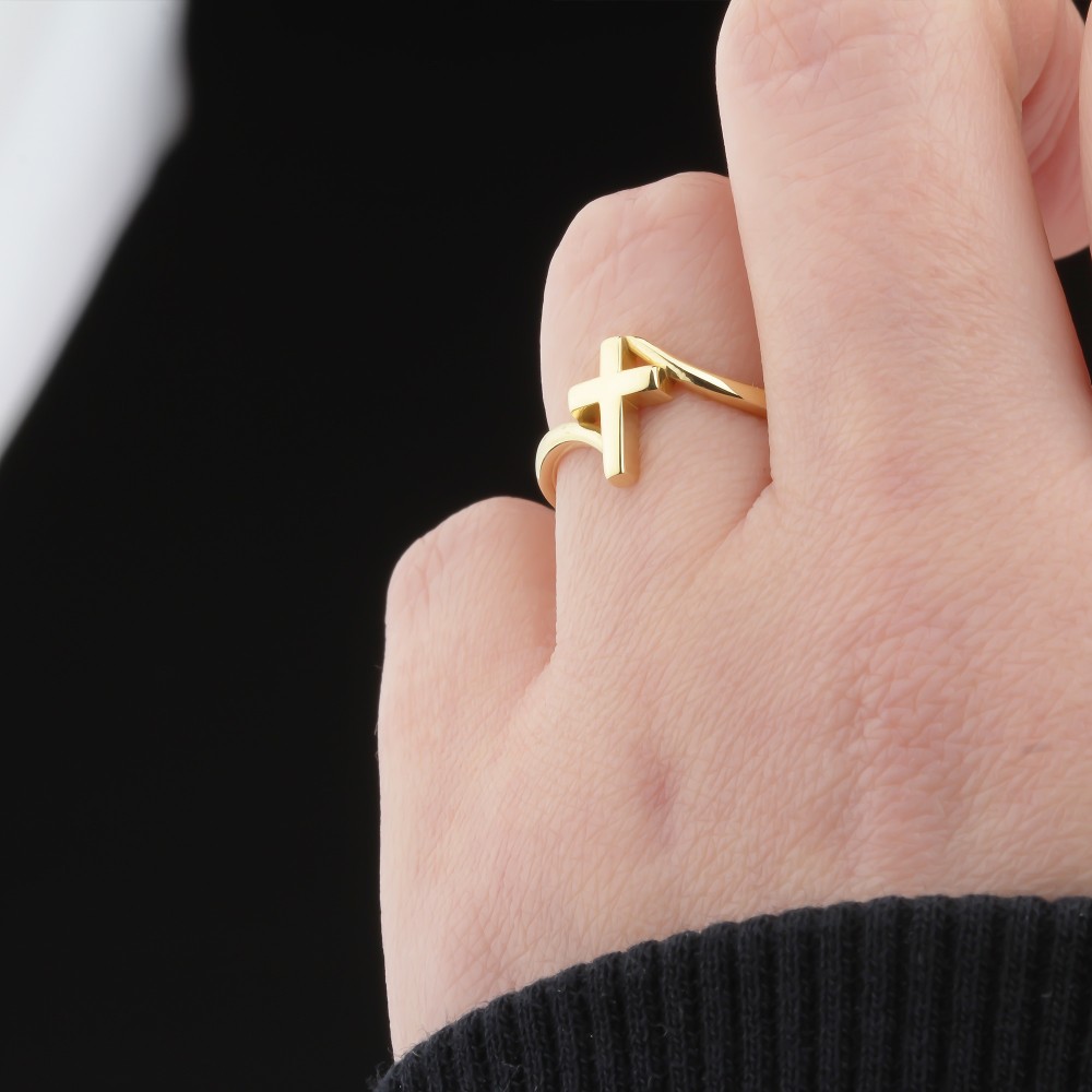 Glorria 14k Solid Gold Cross Ring Glorria 14k Solid Gold Cross Ring
