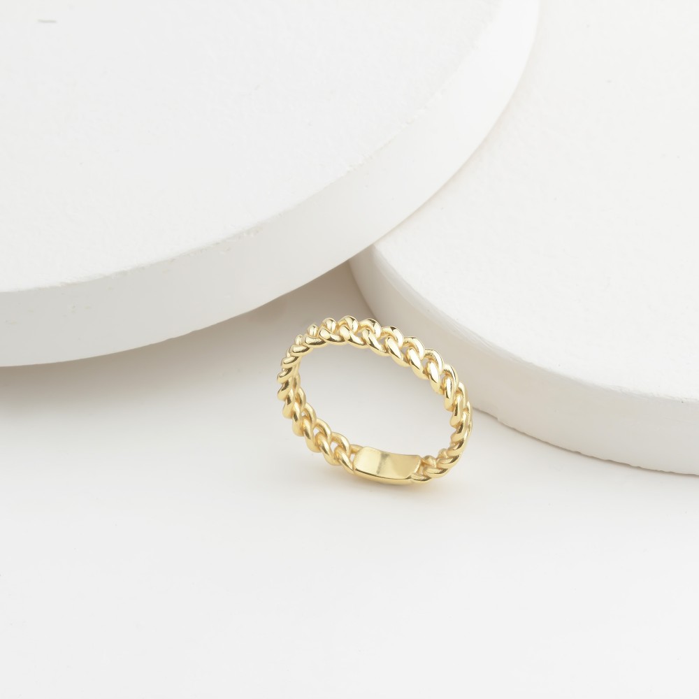 Glorria 14k Solid Gold Curb Chain Pattern Ring Glorria 14k Solid Gold Curb Chain Pattern Ring