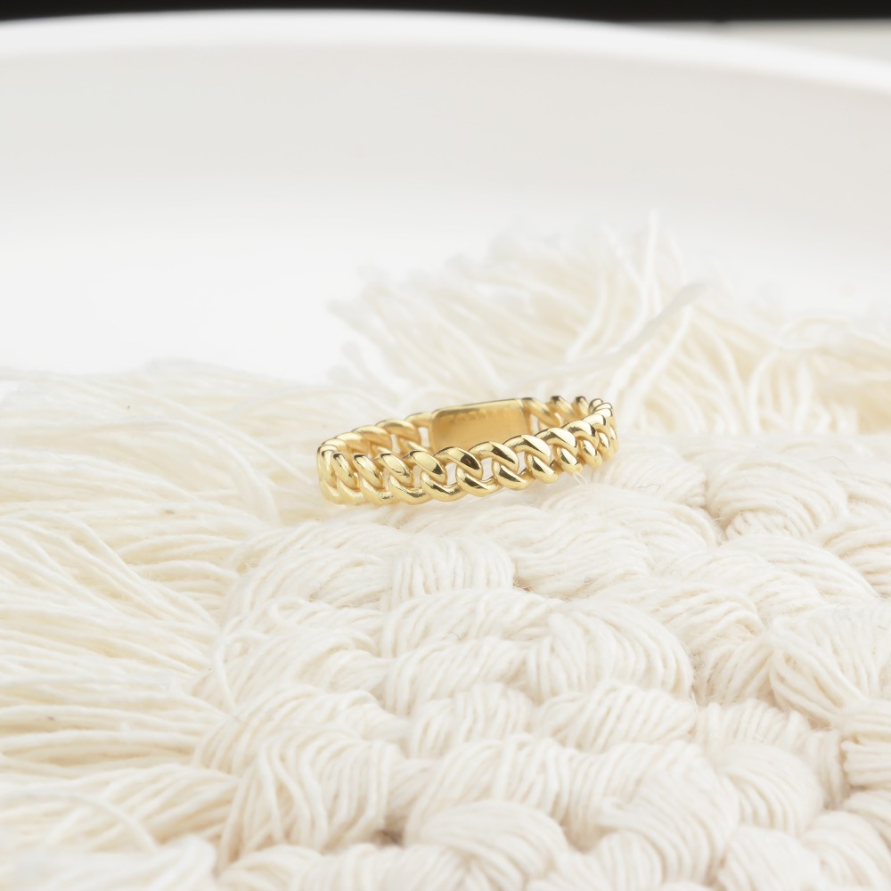 Glorria 14k Solid Gold Curb Chain Pattern Ring Glorria 14k Solid Gold Curb Chain Pattern Ring