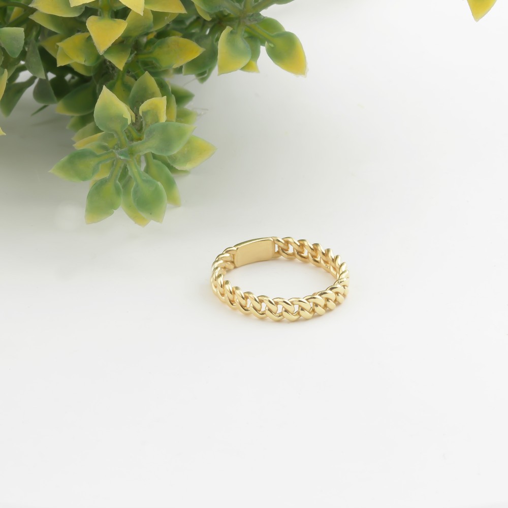 Glorria 14k Solid Gold Curb Chain Pattern Ring Glorria 14k Solid Gold Curb Chain Pattern Ring