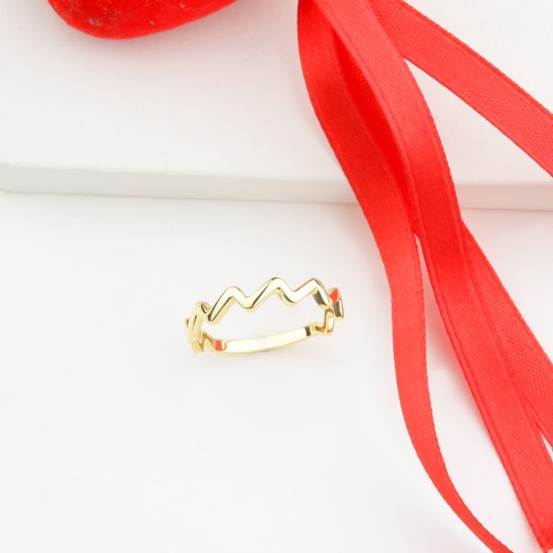 Glorria 14k Solid Gold Zigzag Pattern Ring