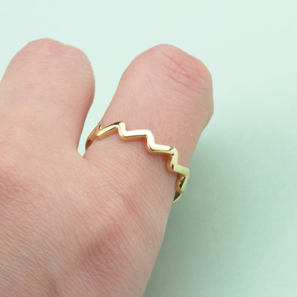 Glorria 14k Solid Gold Zigzag Pattern Ring Glorria 14k Solid Gold Zigzag Pattern Ring