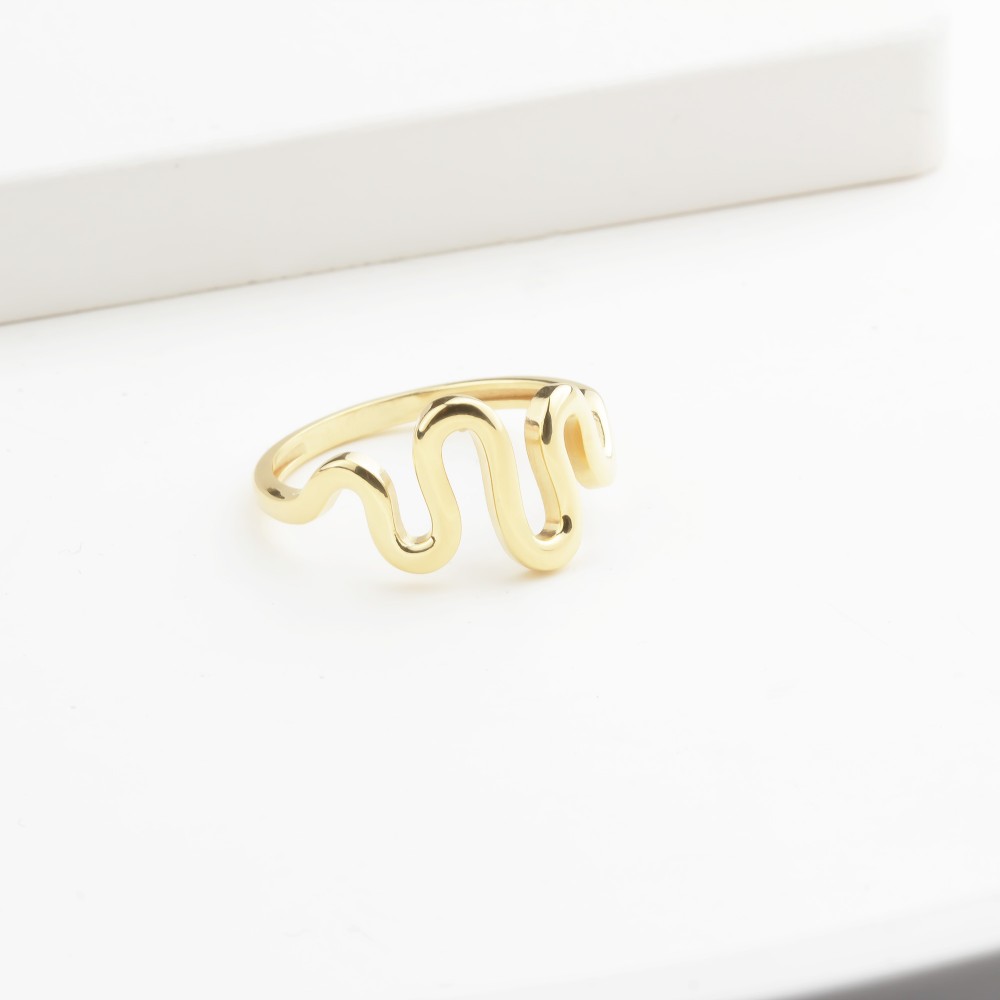Glorria 14k Solid Gold Asymmetric Wave Ring Glorria 14k Solid Gold Asymmetric Wave Ring