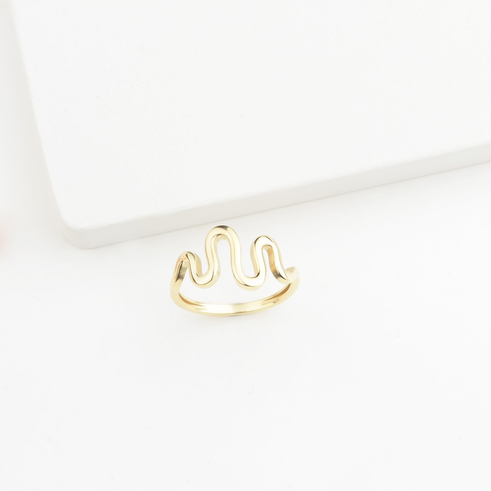 Glorria 14k Solid Gold Asymmetric Wave Ring Glorria 14k Solid Gold Asymmetric Wave Ring