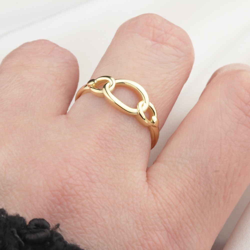 Glorria 14k Solid Gold Double Circle Pattern Ring Glorria 14k Solid Gold Double Circle Pattern Ring