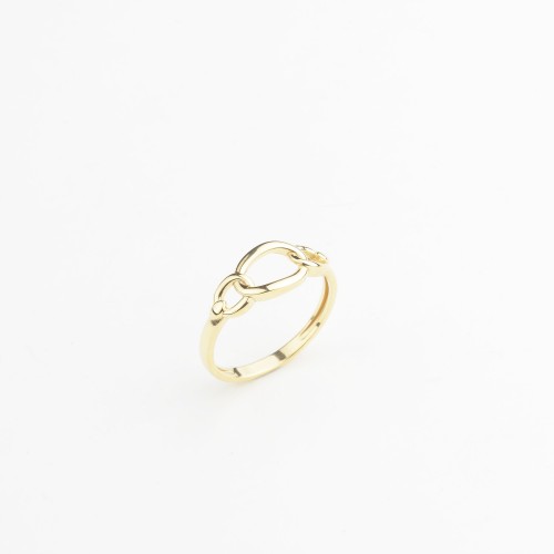 Glorria 14k Solid Gold Double Circle Pattern Ring