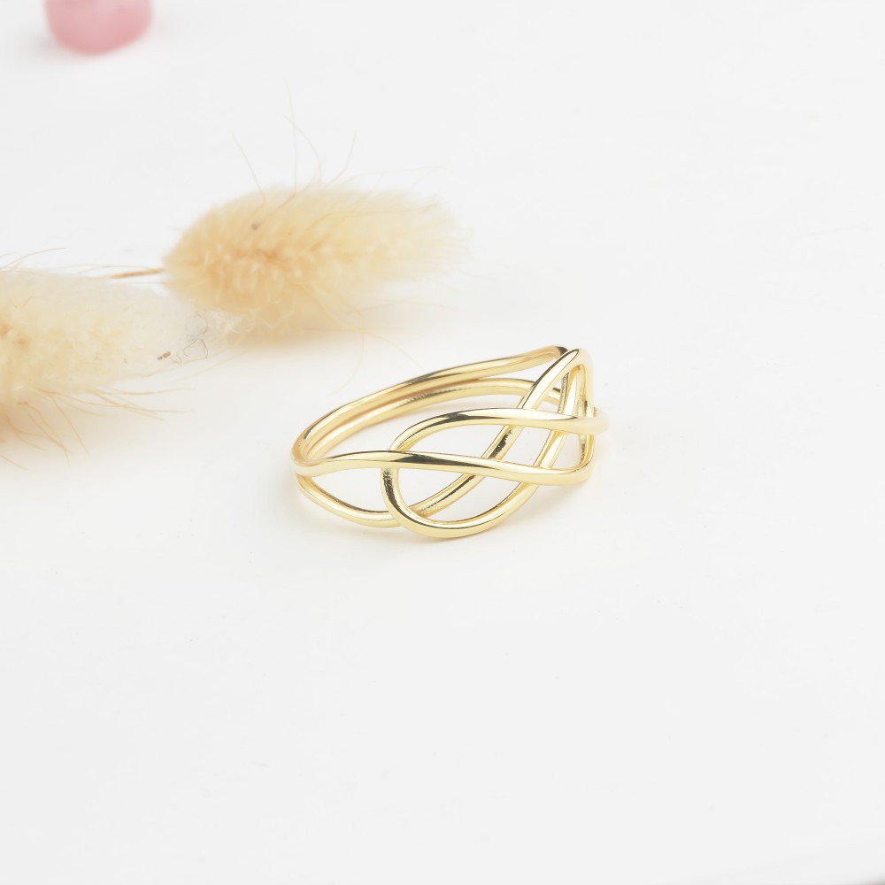 Glorria 14k Solid Gold Crisscross Line Ring Glorria 14k Solid Gold Crisscross Line Ring