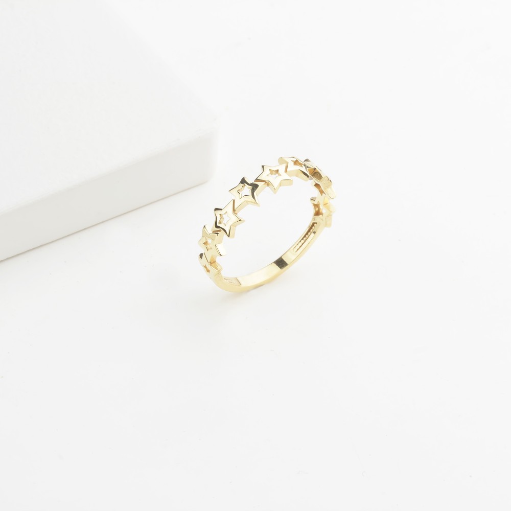 Glorria 14k Solid Gold Star Band Ring Glorria 14k Solid Gold Star Band Ring