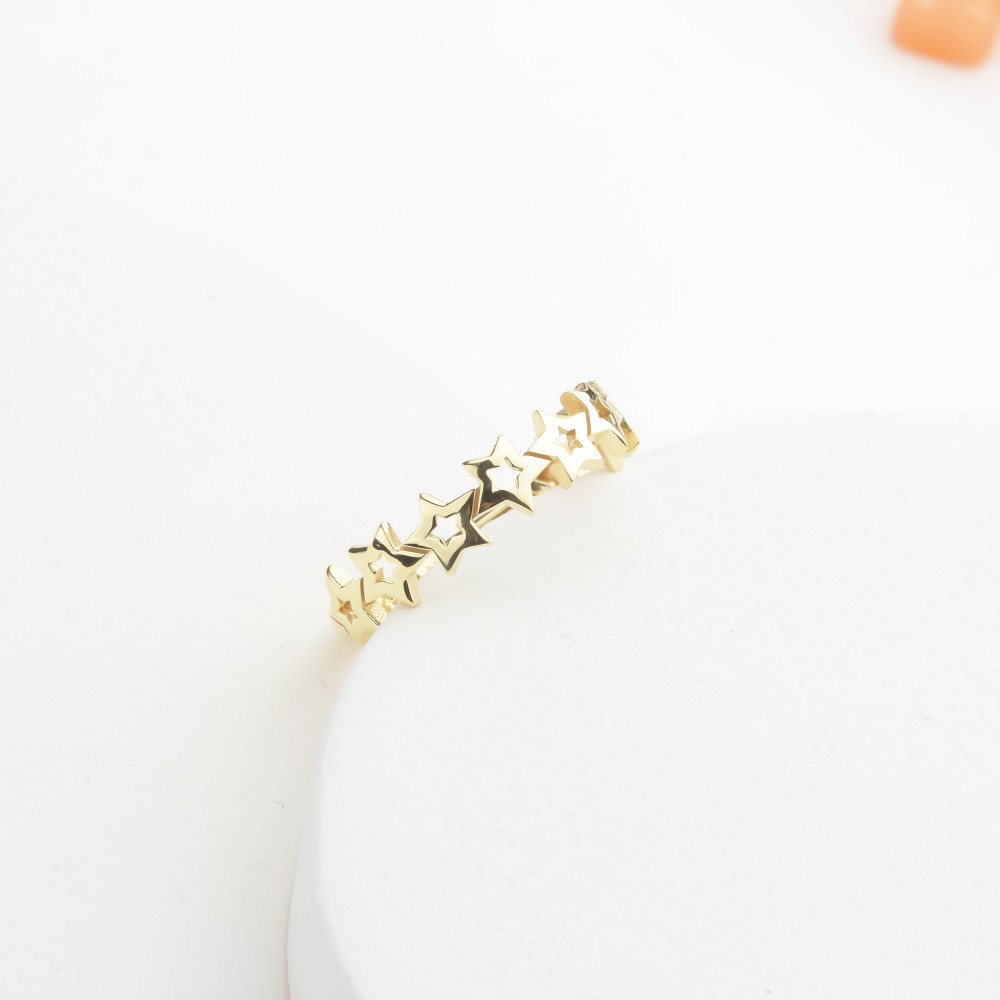 Glorria 14k Solid Gold Star Band Ring Glorria 14k Solid Gold Star Band Ring