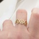 Glorria 14k Solid Gold Heart Motif Clover Ring