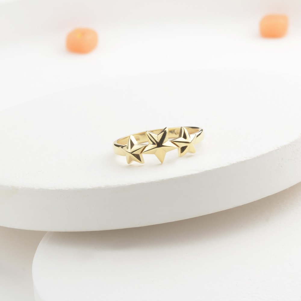 Glorria 14k Solid Gold Triple Star Ring Glorria 14k Solid Gold Triple Star Ring