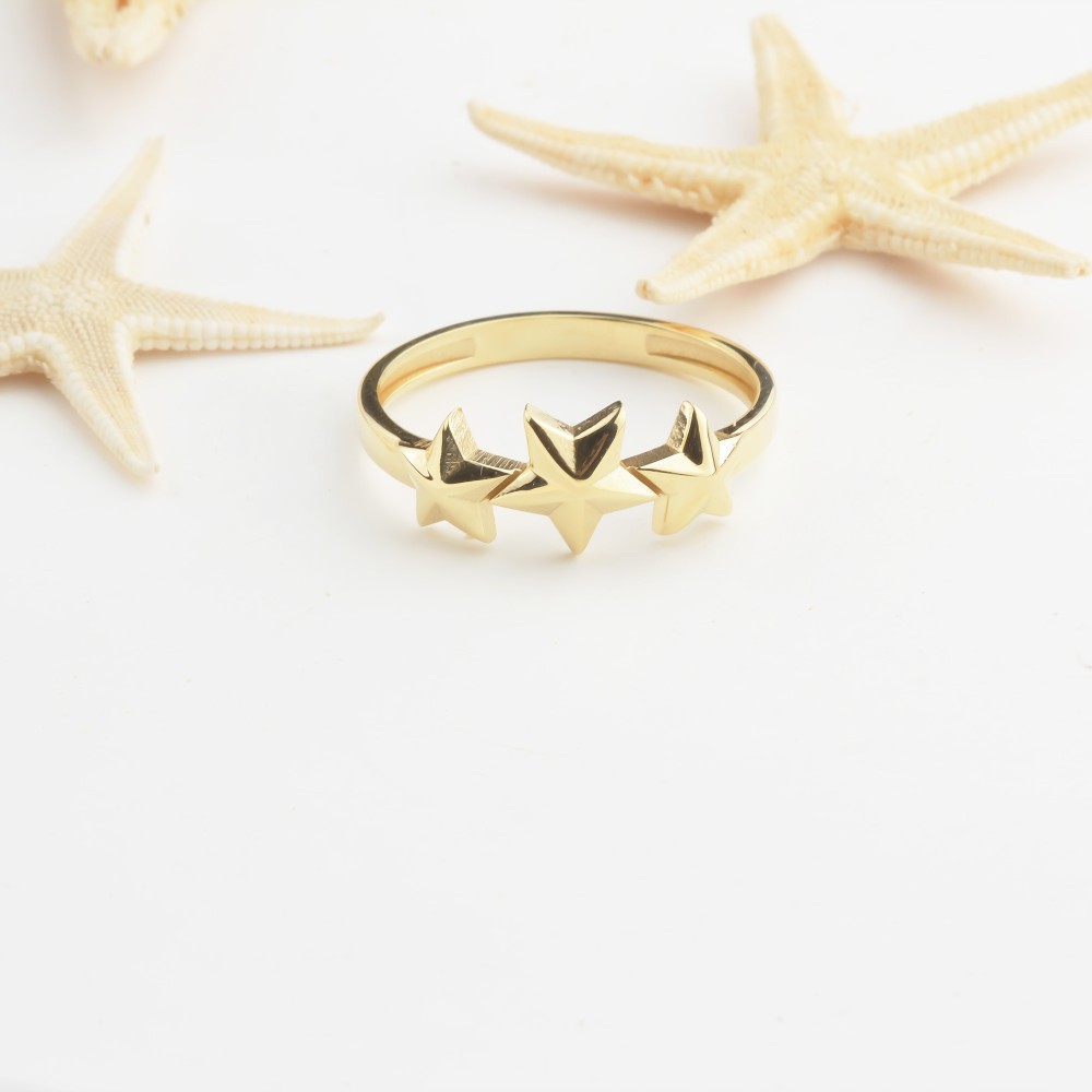 Glorria 14k Solid Gold Triple Star Ring Glorria 14k Solid Gold Triple Star Ring