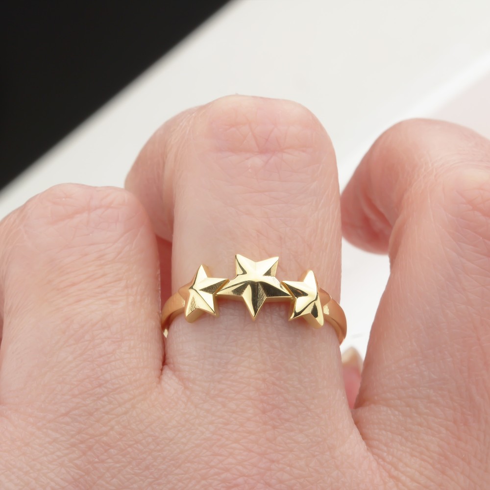Glorria 14k Solid Gold Triple Star Ring Glorria 14k Solid Gold Triple Star Ring