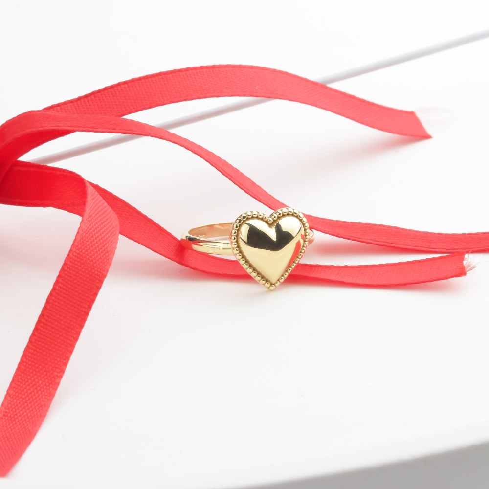 Glorria 14k Solid Gold Beaded Heart Ring Glorria 14k Solid Gold Beaded Heart Ring