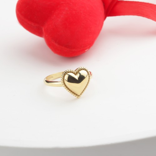 Glorria 14k Solid Gold Beaded Heart Ring