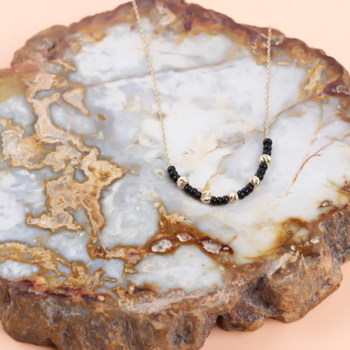 Glorria 14k Solid Gold Dorica Bead Necklace Glorria 14k Solid Gold Dorica Bead Necklace