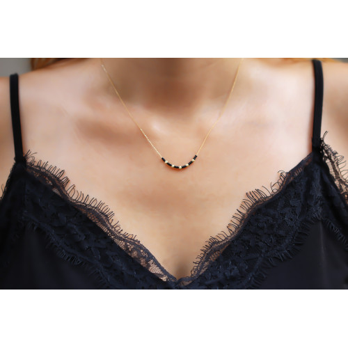 Glorria 14k Solid Gold Dorica Bead Necklace Glorria 14k Solid Gold Dorica Bead Necklace