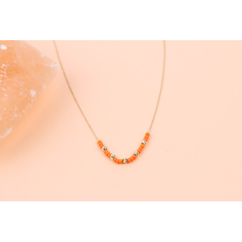 Glorria 14k Solid Gold Dorica Bead Necklace Glorria 14k Solid Gold Dorica Bead Necklace