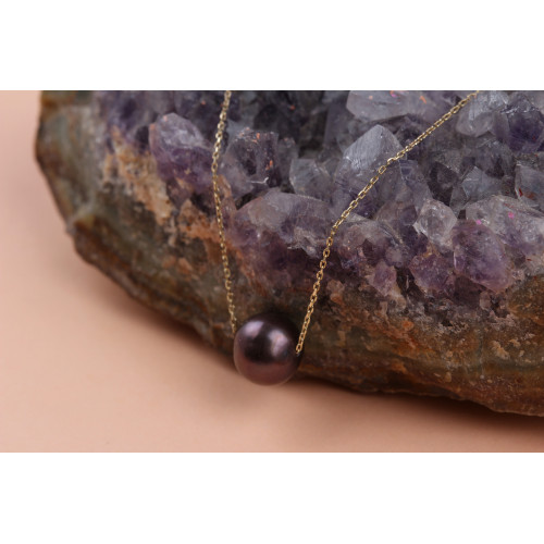 Glorria 14k Solid Gold Black Pearl Necklace Glorria 14k Solid Gold Black Pearl Necklace