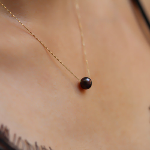 Glorria 14k Solid Gold Black Pearl Necklace Glorria 14k Solid Gold Black Pearl Necklace