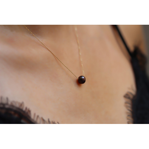 Glorria 14k Solid Gold Black Pearl Necklace Glorria 14k Solid Gold Black Pearl Necklace