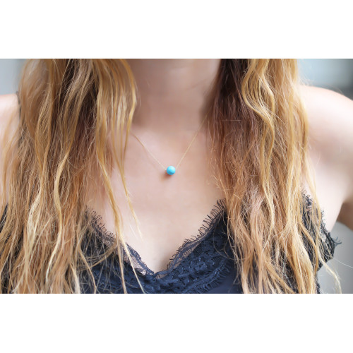 Glorria 14k Solid Gold Turquoise Necklace Glorria 14k Solid Gold Turquoise Necklace