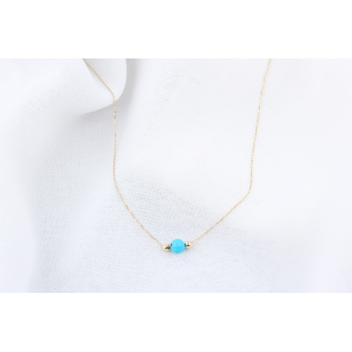 Glorria 14k Solid Gold Ball Turquoise Necklace Glorria 14k Solid Gold Ball Turquoise Necklace