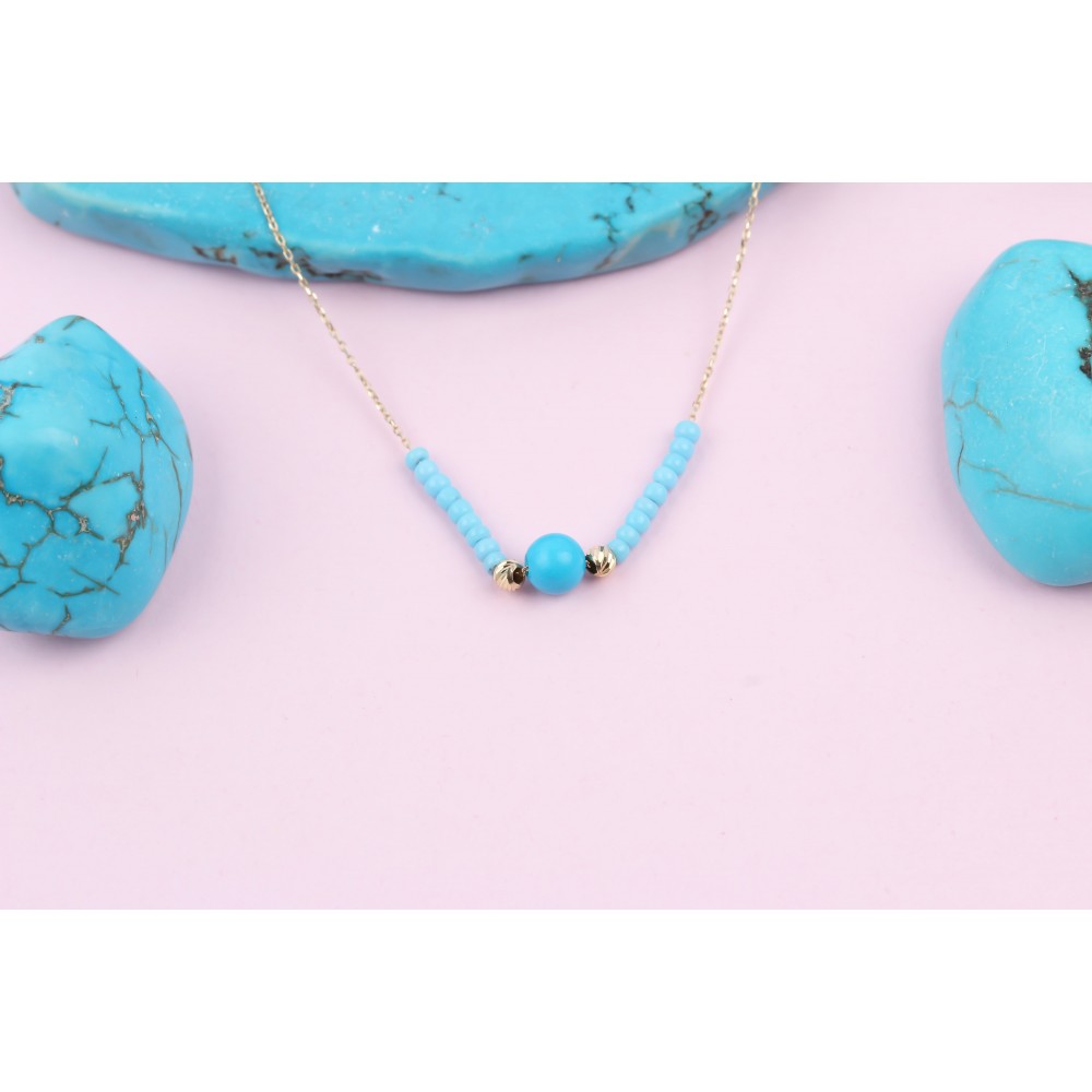Glorria 14k Solid Gold Turquoise Necklace