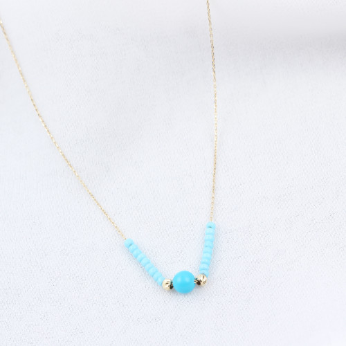 Glorria 14k Solid Gold Turquoise Necklace
