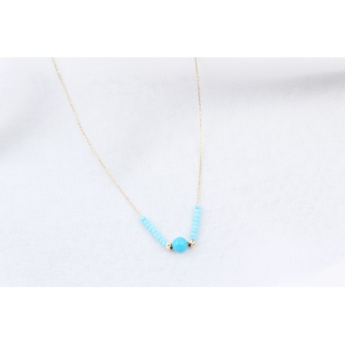 Glorria 14k Solid Gold Turquoise Necklace Glorria 14k Solid Gold Turquoise Necklace