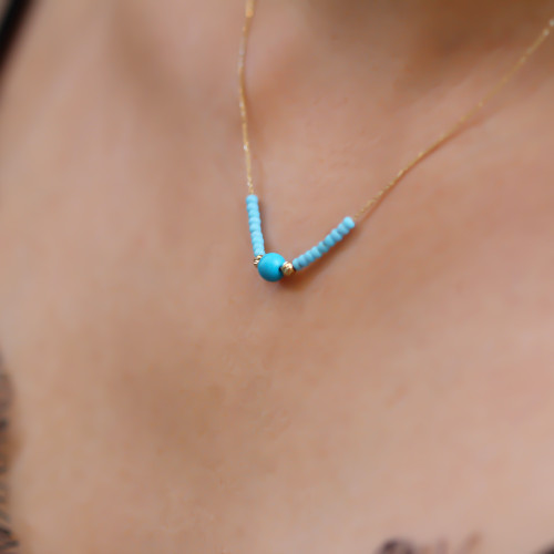 Glorria 14k Solid Gold Turquoise Necklace