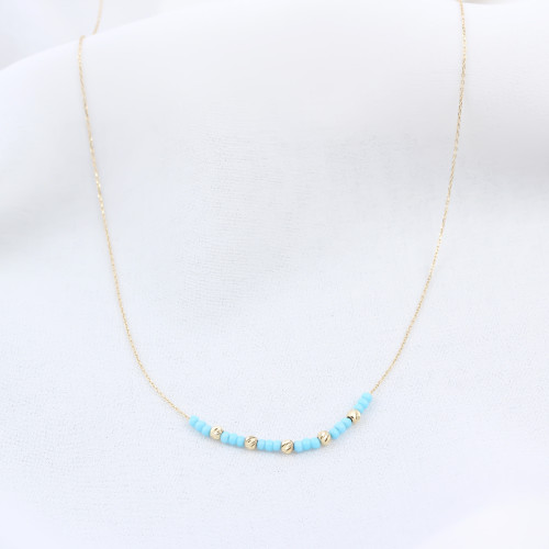 Glorria 14k Solid Gold Dorica Bead Necklace Glorria 14k Solid Gold Dorica Bead Necklace