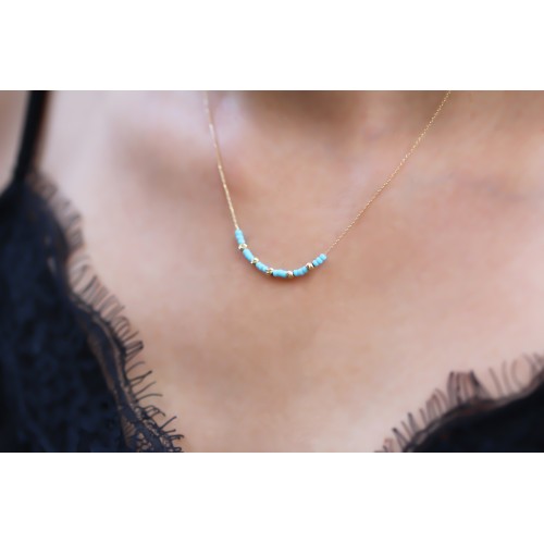 Glorria 14k Solid Gold Dorica Bead Necklace Glorria 14k Solid Gold Dorica Bead Necklace