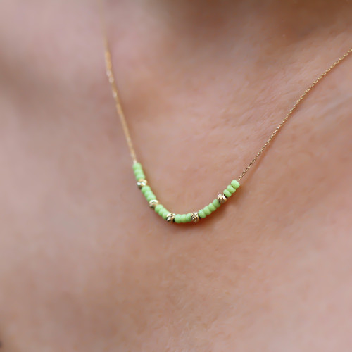 Glorria 14k Solid Gold Dorica Bead Necklace Glorria 14k Solid Gold Dorica Bead Necklace