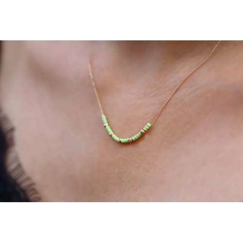 Glorria 14k Solid Gold Dorica Bead Necklace