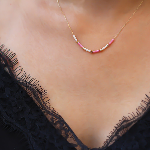 Glorria 14k Solid Gold Ball Bead Necklace