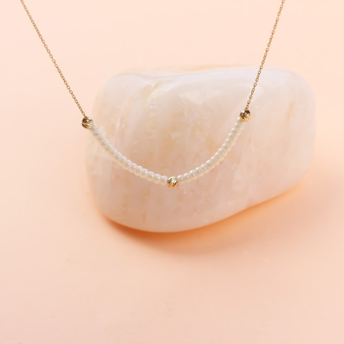 Glorria 14k Solid Gold Dorica Bead Necklace