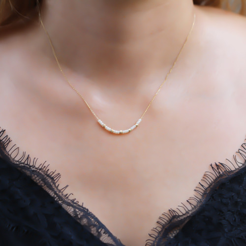 Glorria 14k Solid Gold Dorica Bead Necklace