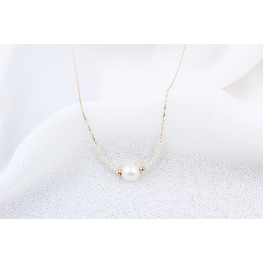 Glorria Gold Ball Pearl Necklace