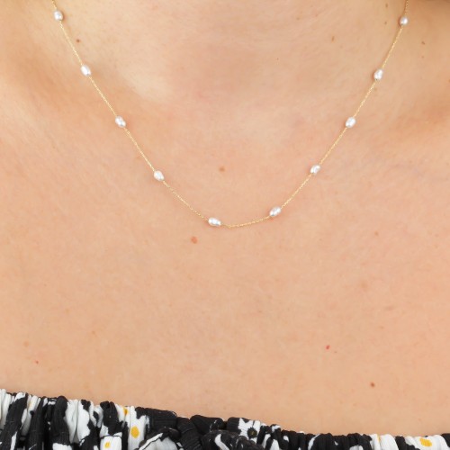 Glorria 14k Solid Gold Pearl Necklace Glorria 14k Solid Gold Pearl Necklace